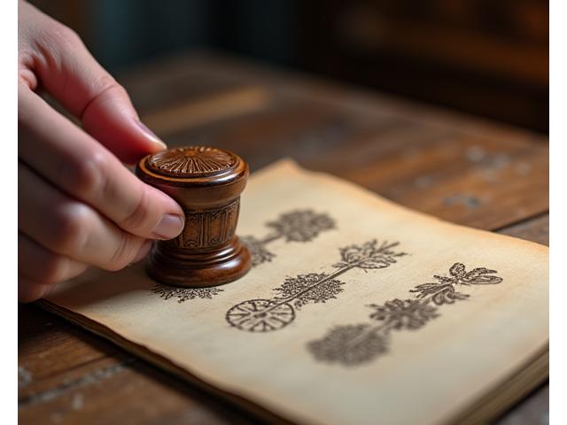 Uma lupa de joalheiro ou artesão sobre um detalhe entalhado de um móvel antigo, destacando texturas e indicando a análise para identificação de período histórico.